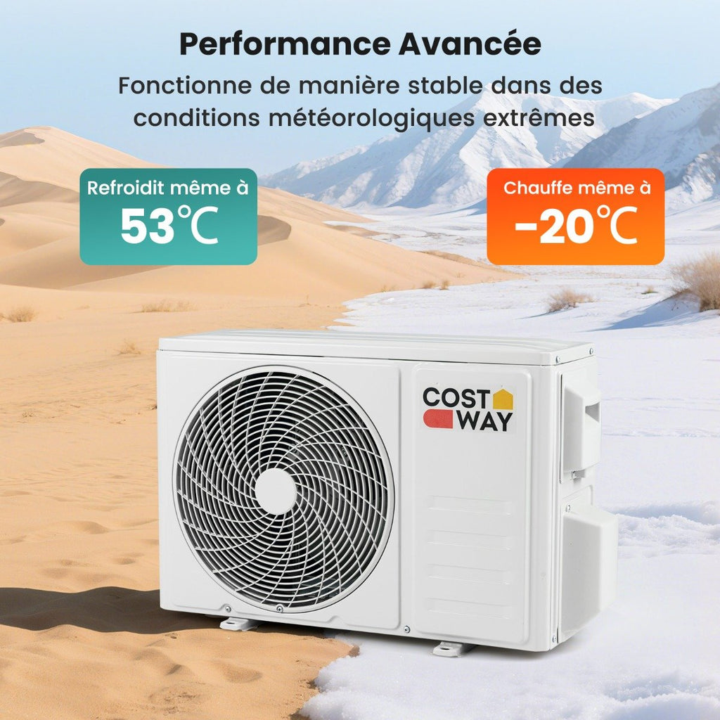 Climatiseur Mini Split 9000 BTU (2,6 kW) A++ avec Pompe à Chaleur