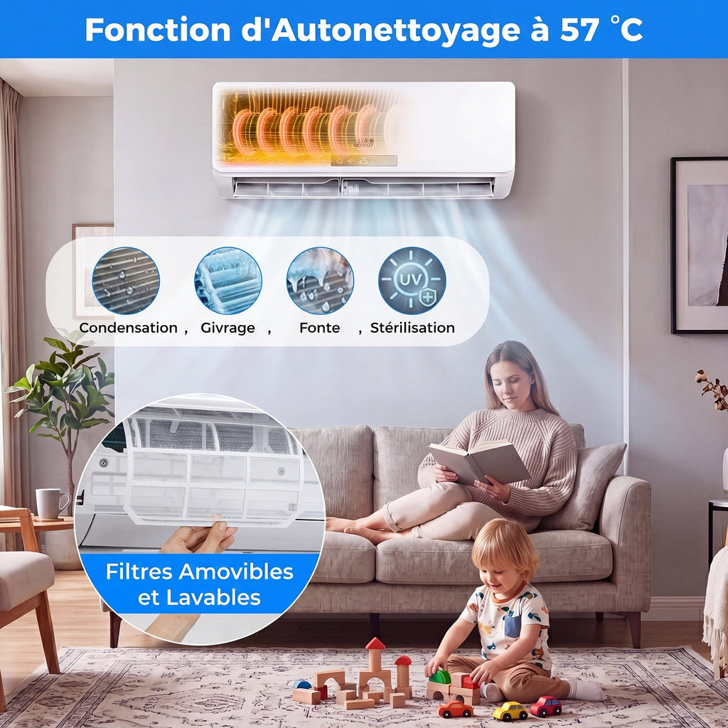 Climatiseur Split 9000 BTU avec Chauffage, Inverter, Wifi
