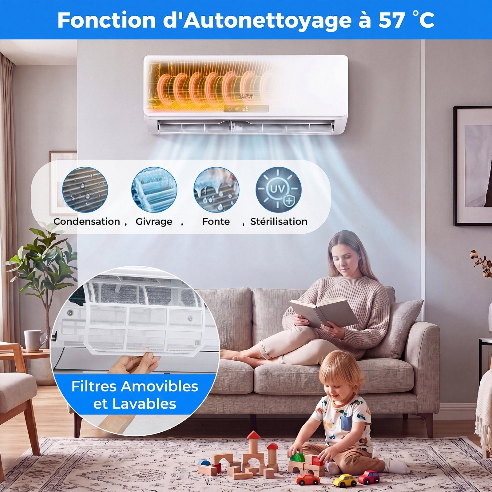 Climatiseur Split 9000 BTU avec Chauffage, Inverter, Wifi