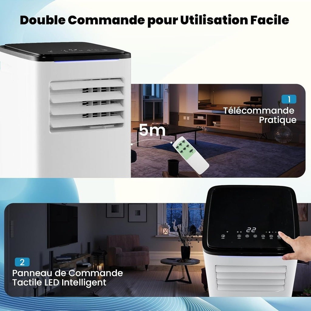Climatiseur Portable 9000 BTU 4 en 1, Wifi, Silencieux