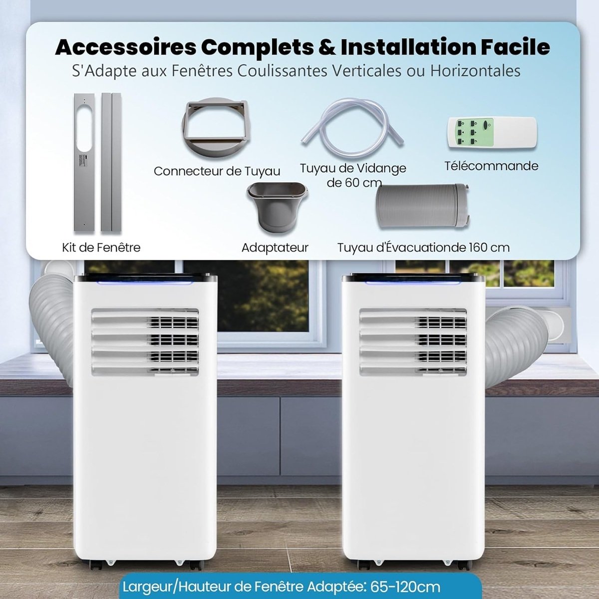 Climatiseur Portable 9000 BTU 4 en 1, Wifi, Silencieux