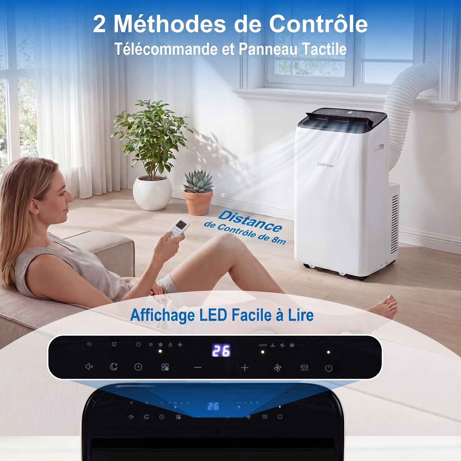 Climatiseur Portable 5 en 1, Froid/Chaud, Télécommande