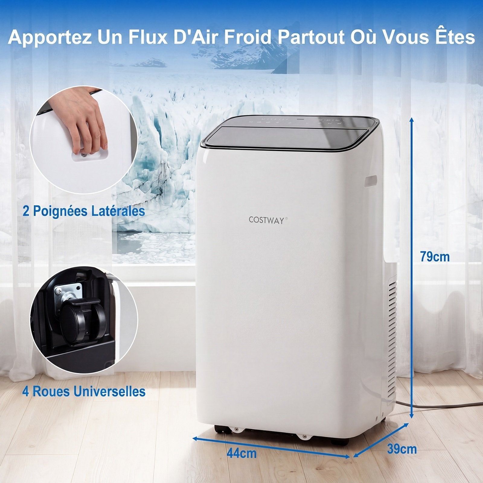 Climatiseur Portable 5 en 1, Froid/Chaud, Télécommande