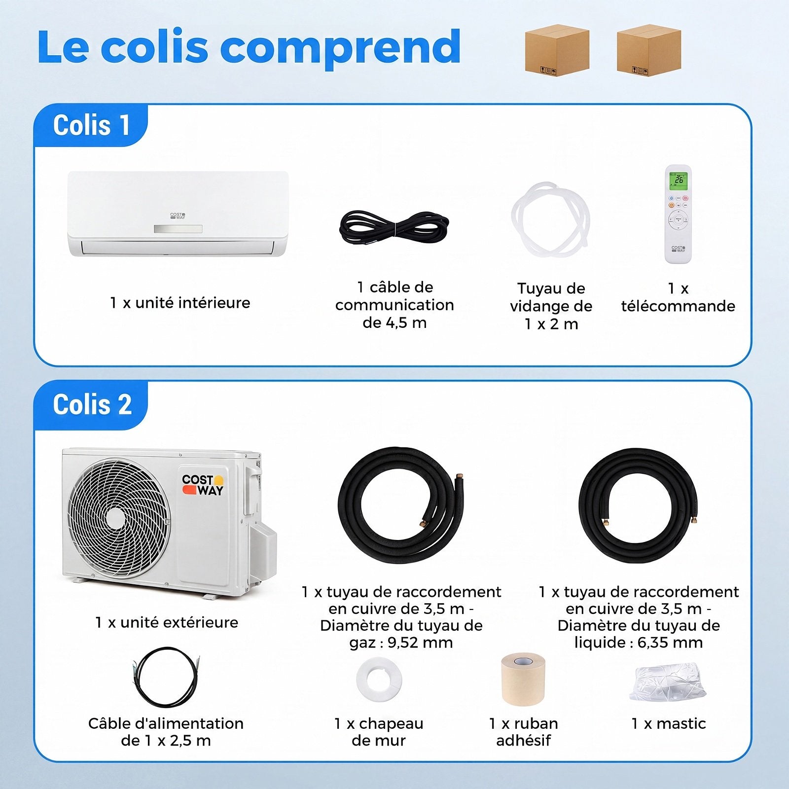 Climatiseur Split Réversible 12000 BTU, 19dB, Classe A++
