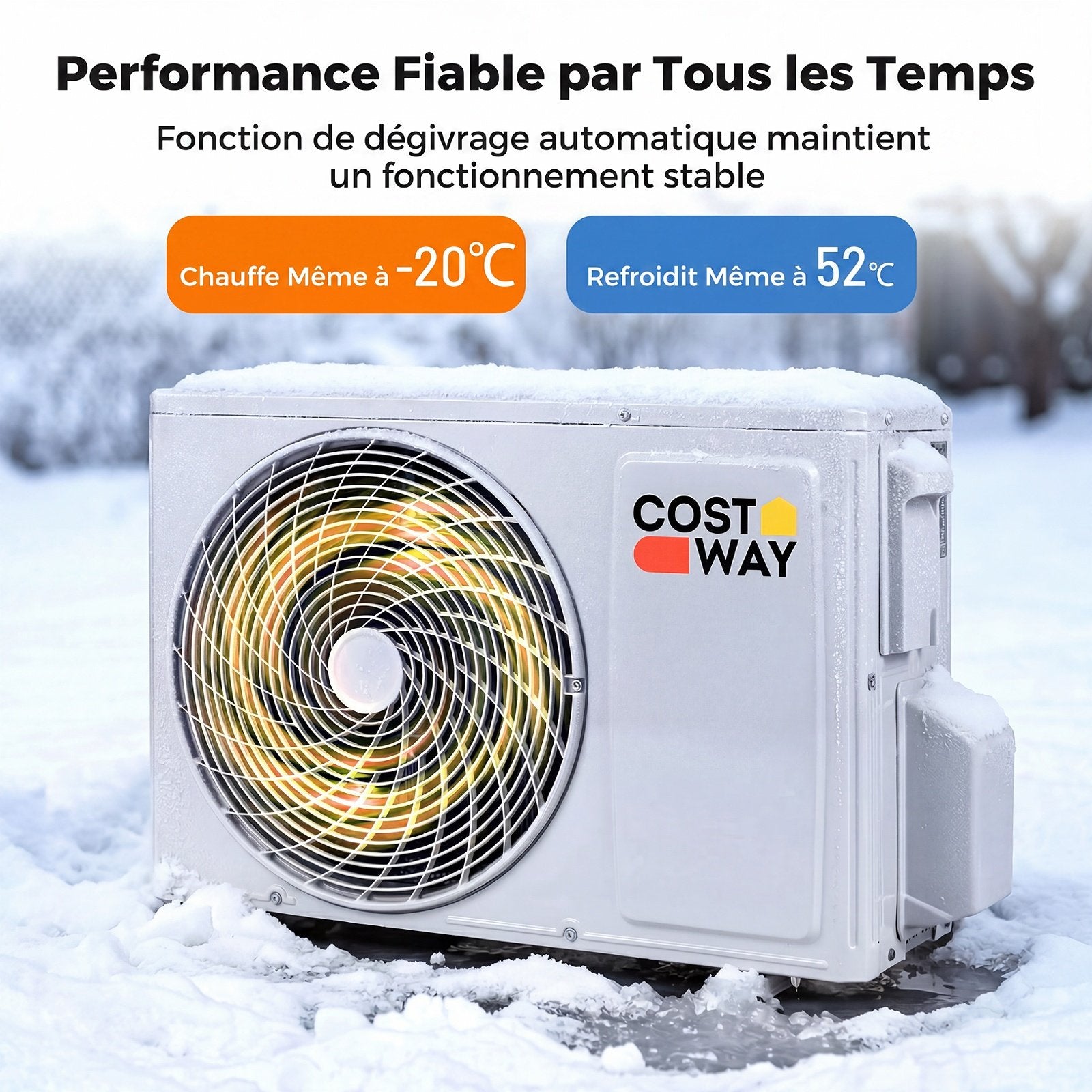 Climatiseur Split Réversible 18000 BTU, 19dB, Autonettoyant