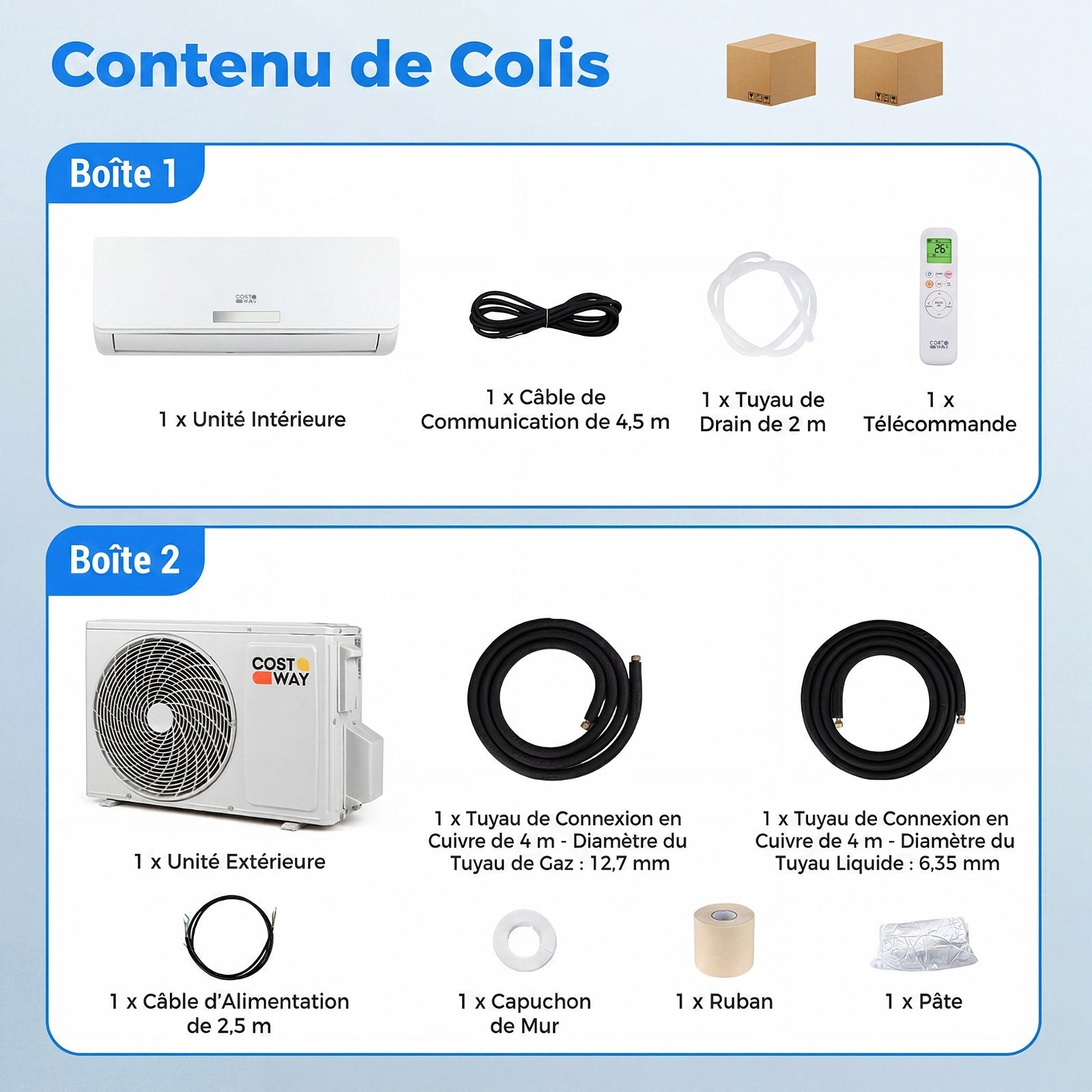 Climatiseur Split Réversible 18000 BTU, 19dB, Autonettoyant