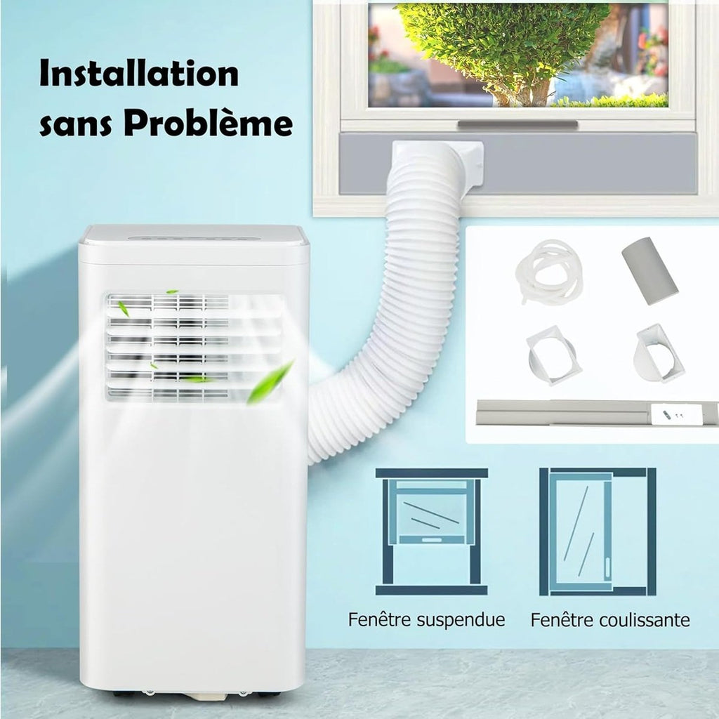 Climatiseur Portable Silencieux 9000 BTU 4 en 1, Wifi