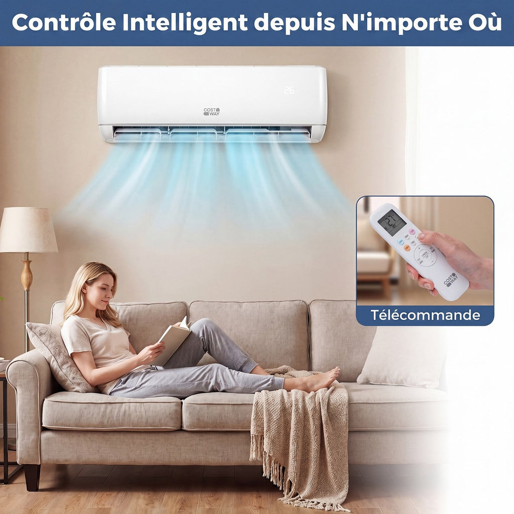 Climatiseur Split 24000 BTU avec Pompe à Chaleur, R32, A++