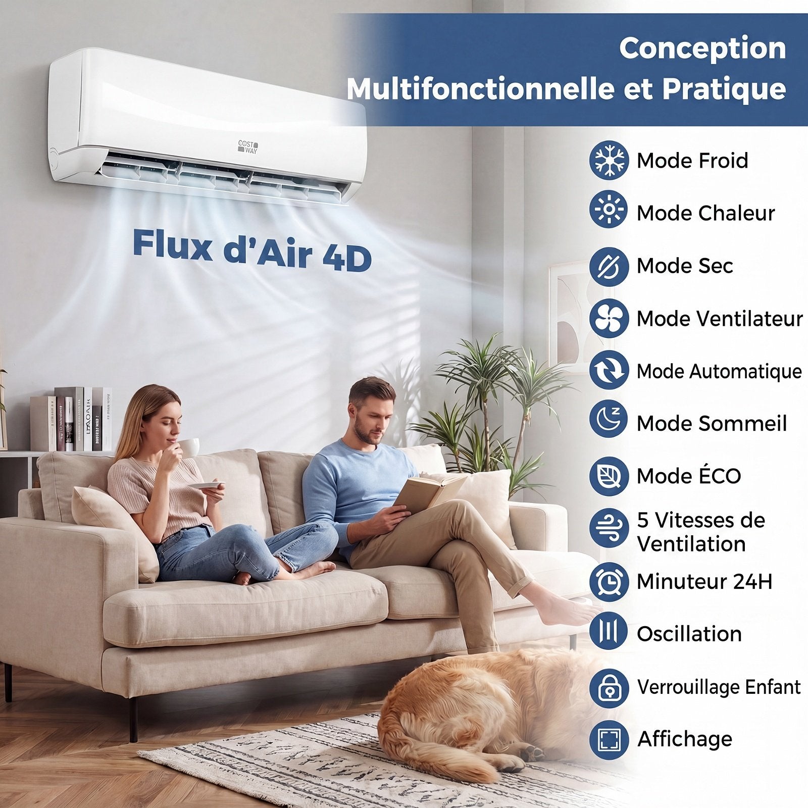 Climatiseur Split 24000 BTU avec Pompe à Chaleur, R32, A++