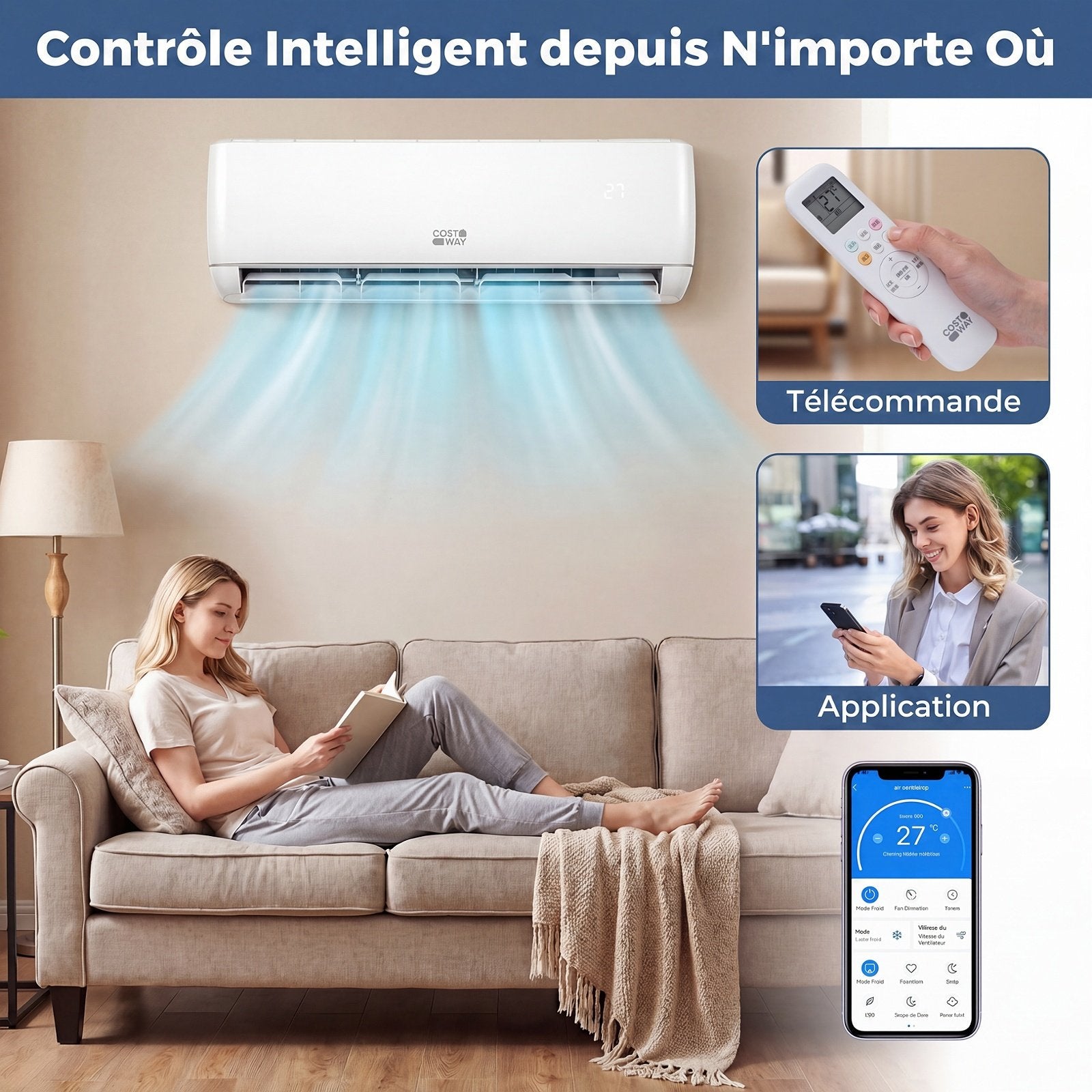 Climatiseur Split 24000 BTU avec Pompe à Chaleur, R32, A++