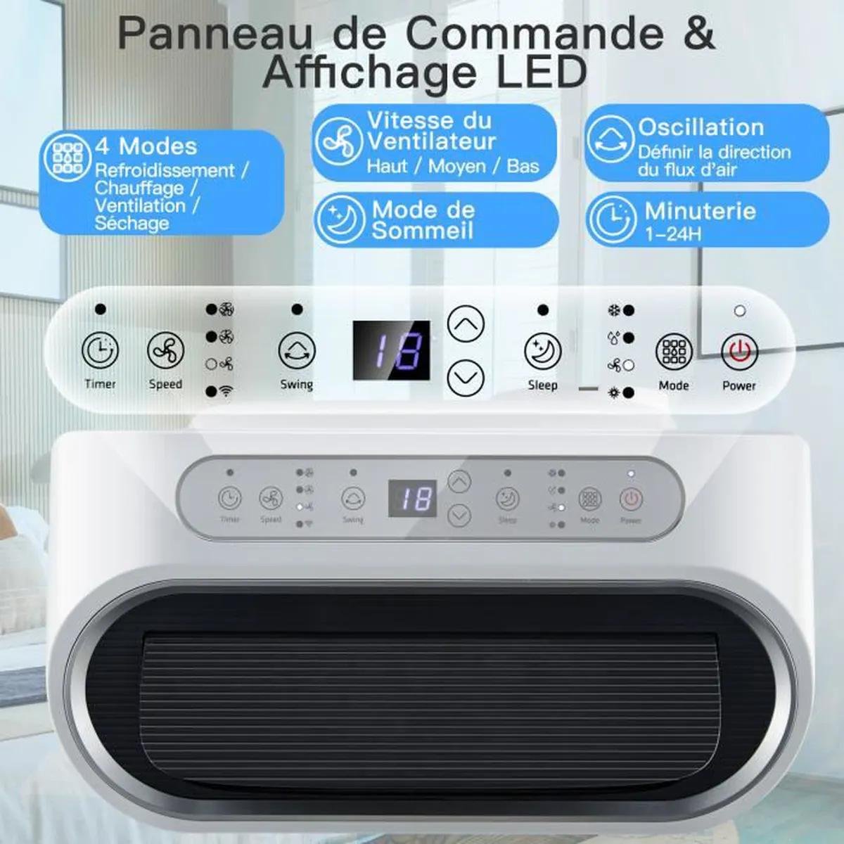 Chauffage Portable 5 en 1, 12000 BTU, Contrôle par App