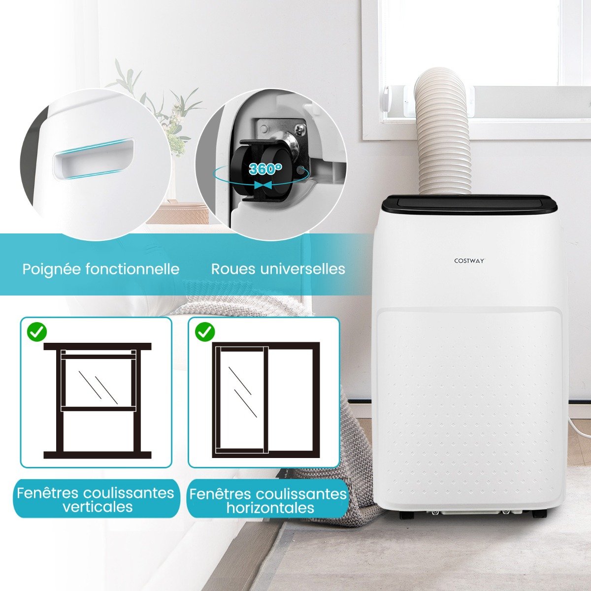 Climatiseur Portable 4 en 1, 12000 BTU, App Smart Life