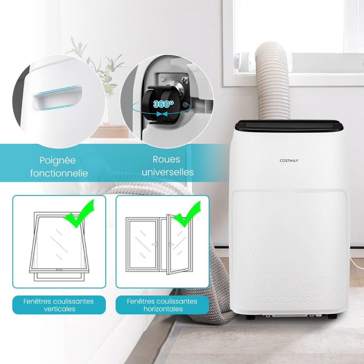 Climatiseur Portable 4 en 1, 14000 BTU, App Smart Life