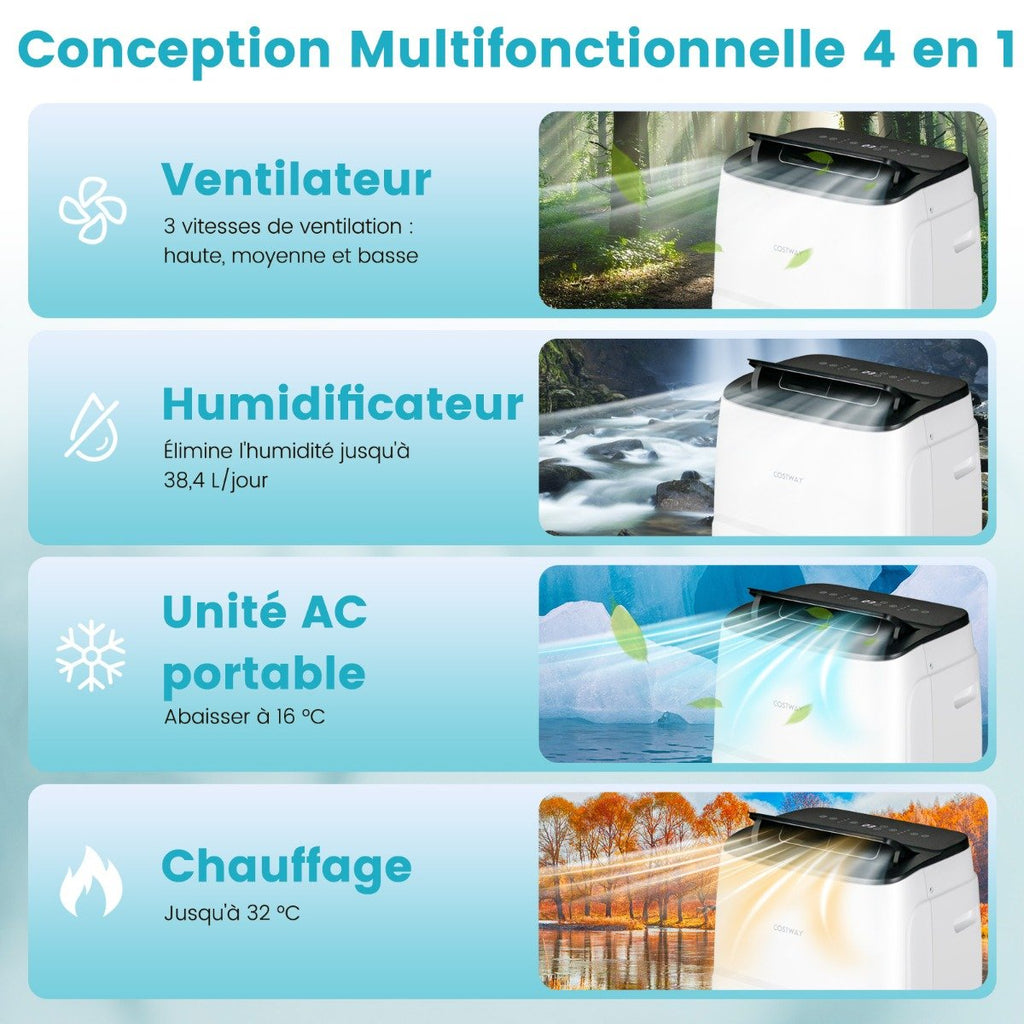 Climatiseur Portable 4 en 1, 12000 BTU, App Smart Life