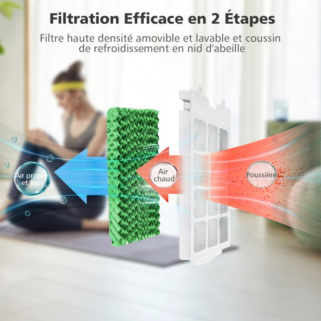 Ventilateur Rafraîchisseur d'Air 4 en 1, Réservoir 20L, Oscillation 40°
