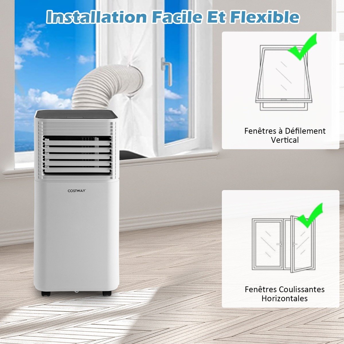 Climatiseur Portable 3 en 1, 7000 BTU, 2 Vitesses
