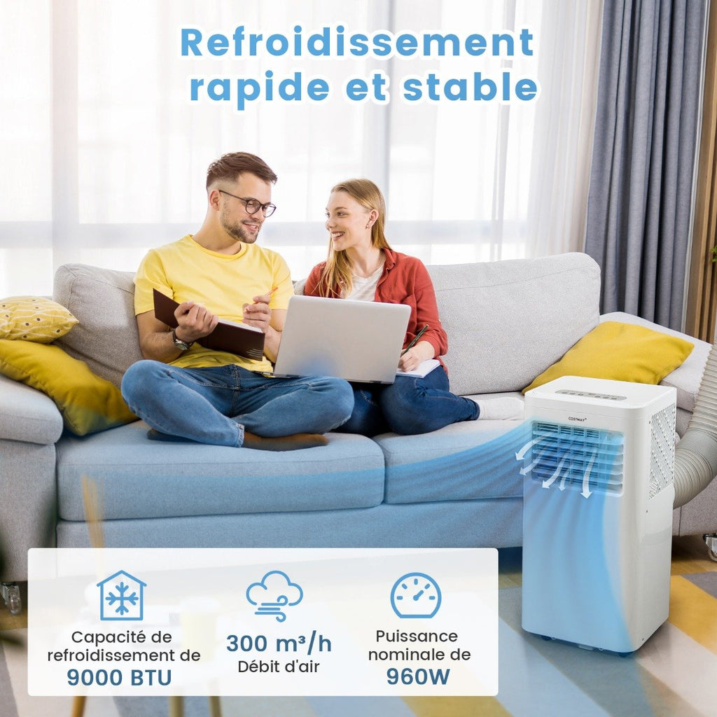Climatiseur Portable 4 en 1 Silencieux 9000 BTU