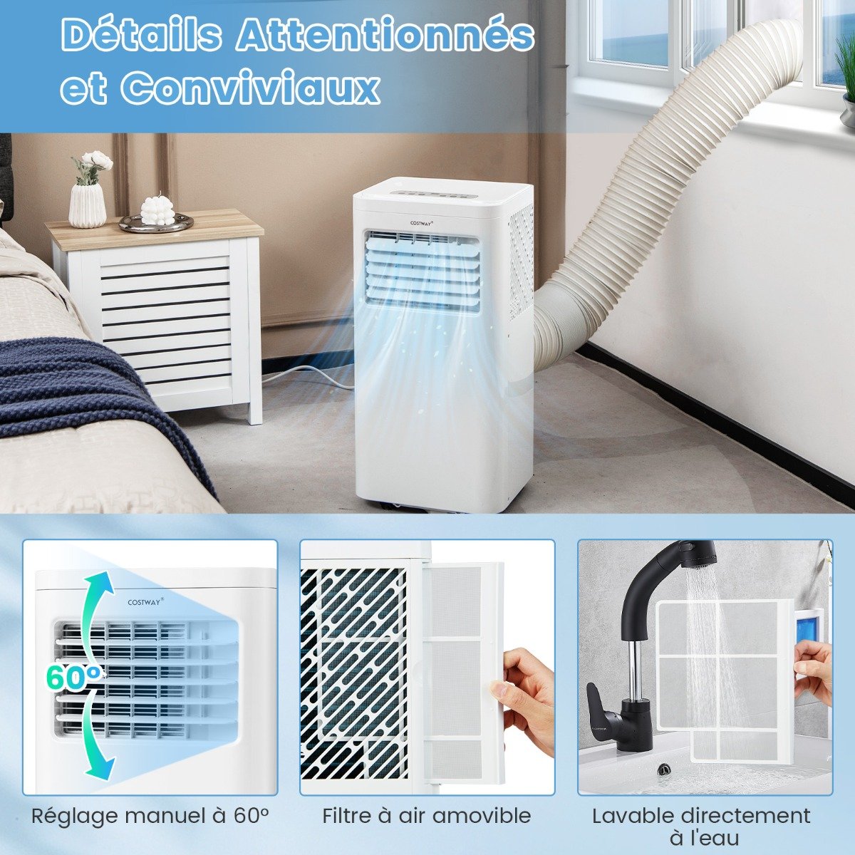 Climatiseur Portable 4 en 1 Silencieux 9000 BTU