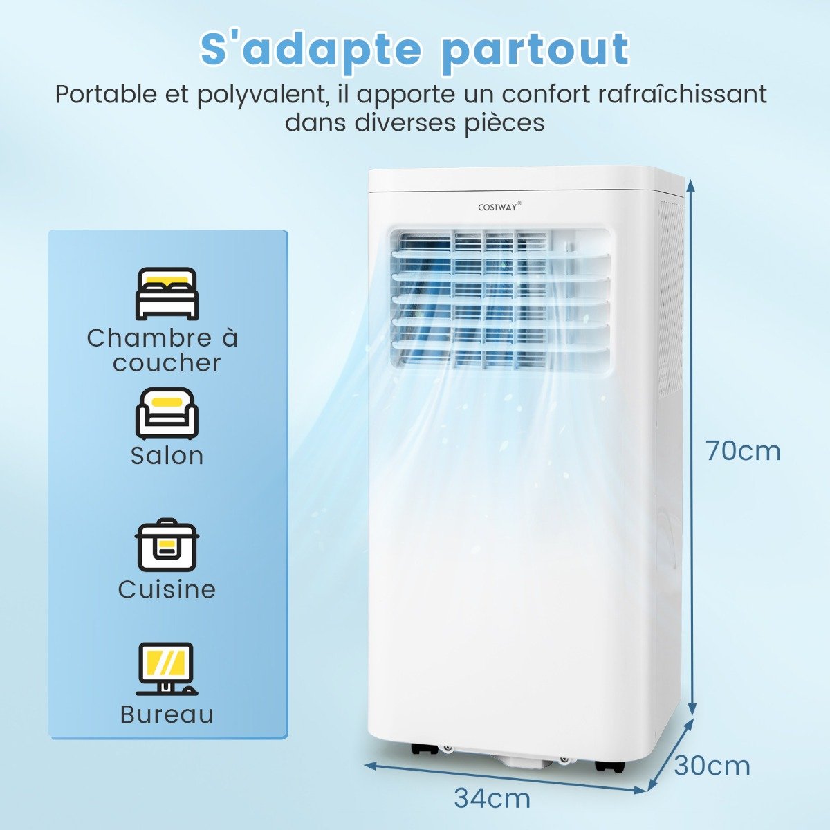 Climatiseur Portable 4 en 1 Silencieux 9000 BTU