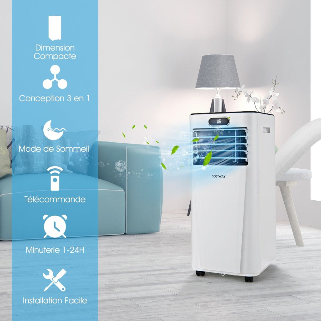 Climatiseur Portable 3 en 1, 7000 BTU, 2 Écrans LED
