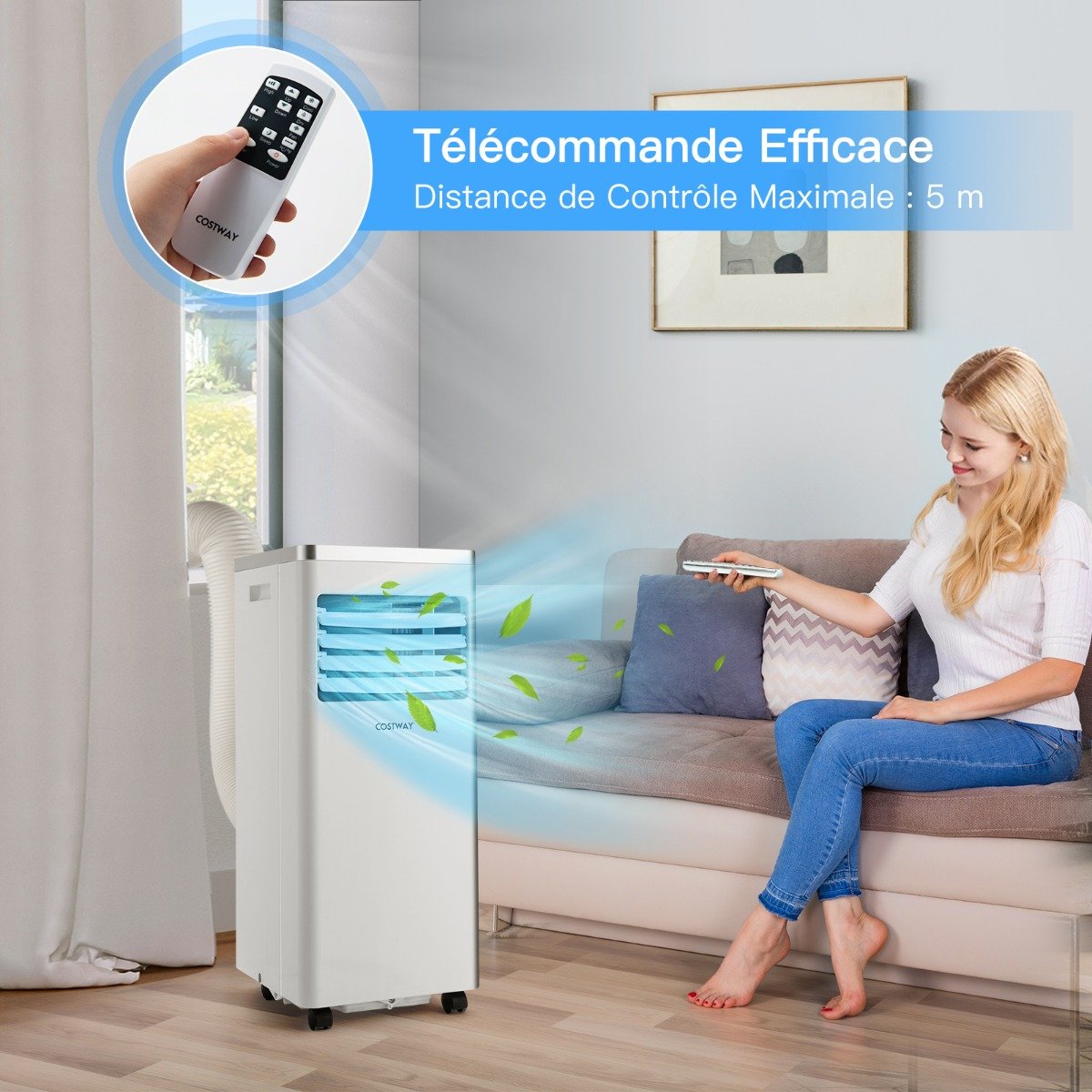 Climatiseur Portable 3 en 1, 7000 BTU, Sécurité Enfants