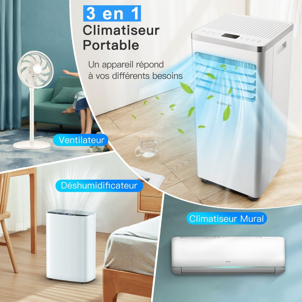 Climatiseur Portable 3 en 1, 7000 BTU, Sécurité Enfants