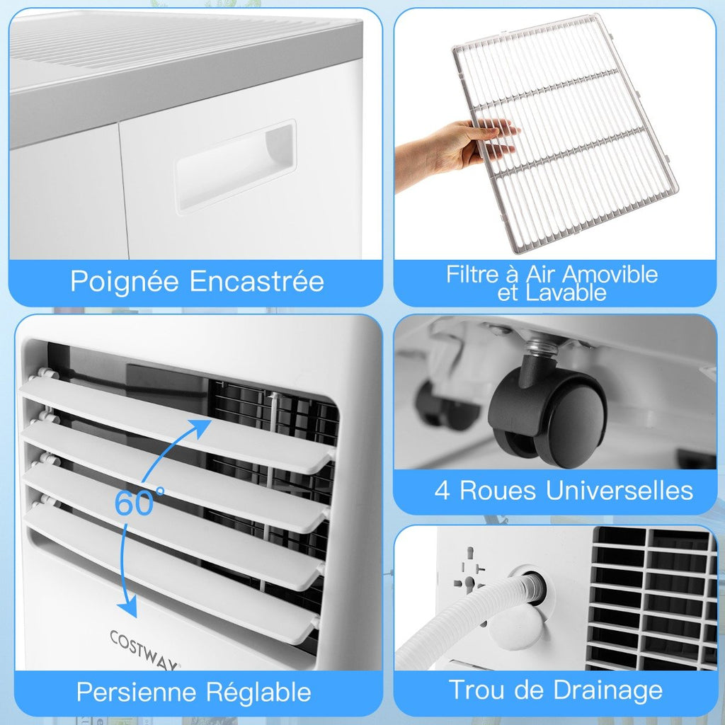 Climatiseur Portable 3 en 1, 7000 BTU, Sécurité Enfants