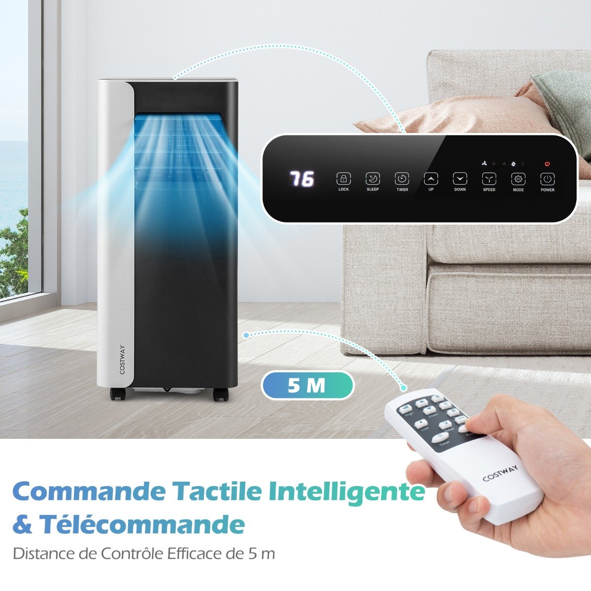 Climatiseur Portable 7000 BTU 3 en 1, Noir
