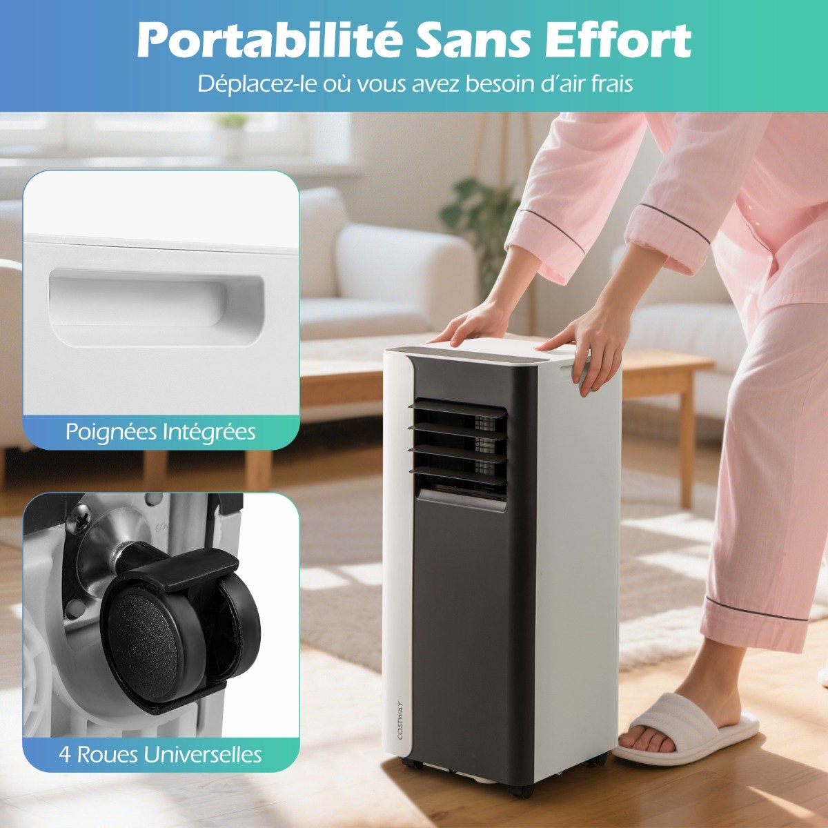 Climatiseur Portable 7000 BTU 3 en 1, Noir