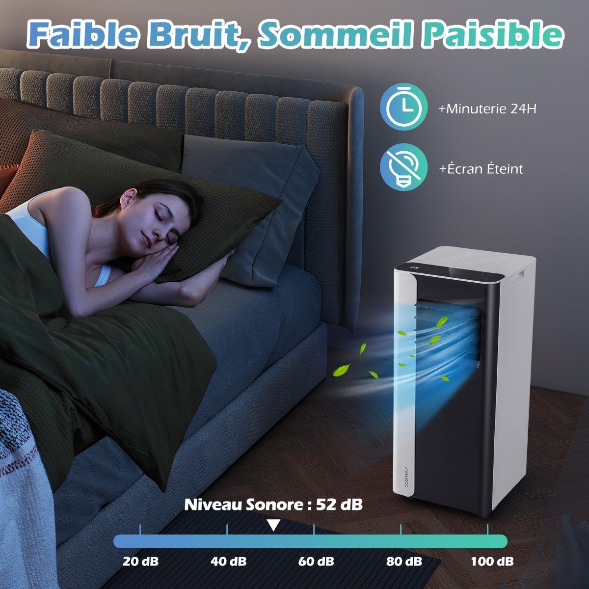 Climatiseur Portable 7000 BTU 3 en 1, Noir
