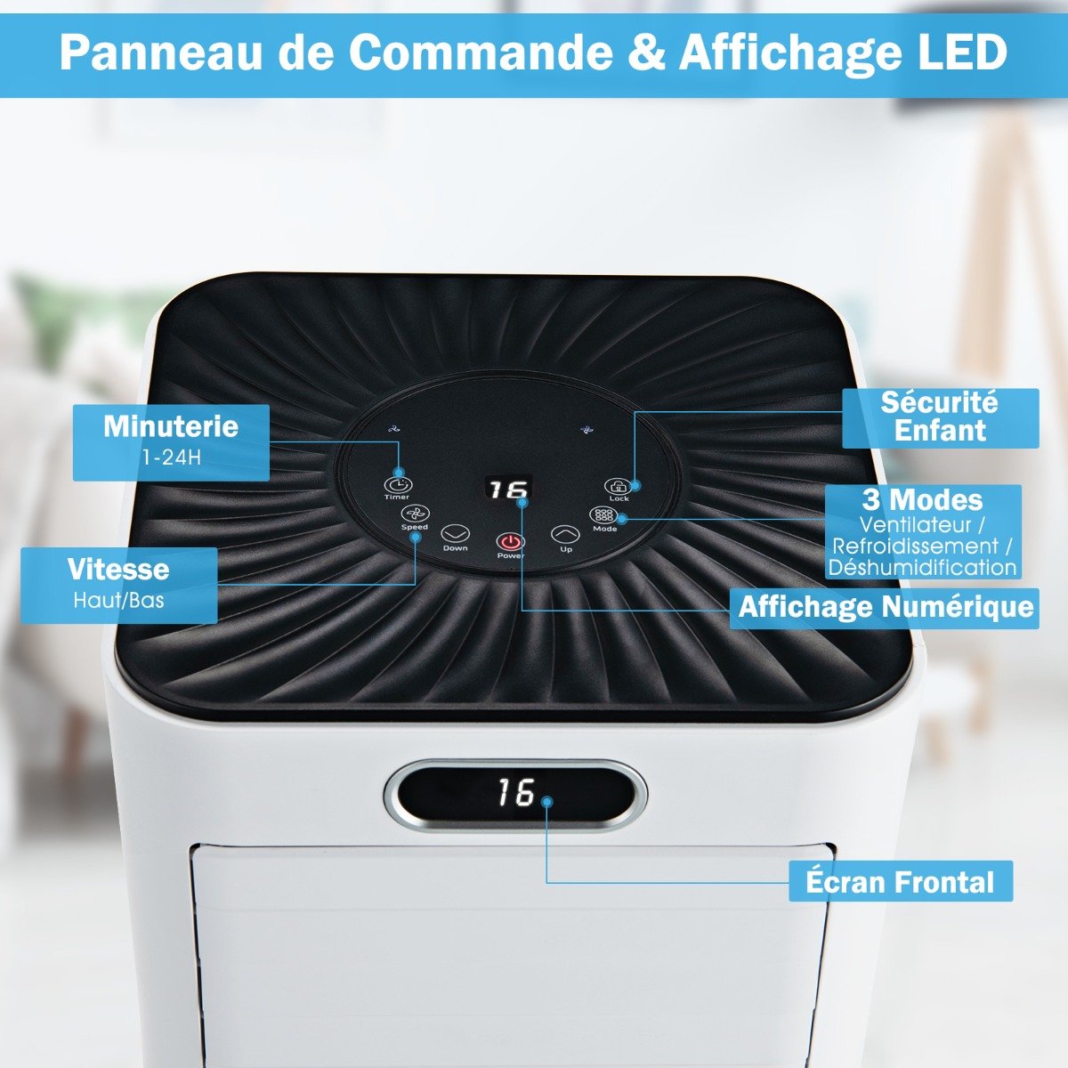 Climatiseur Portable 3 en 1 avec Télécommande, 2,6 kW