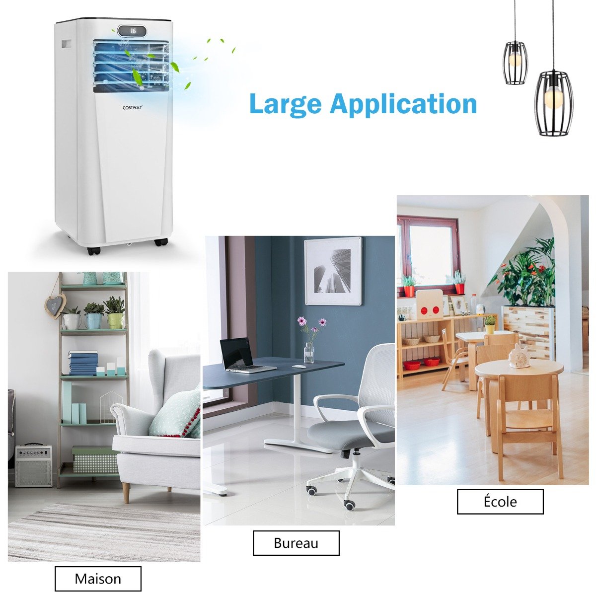 Climatiseur Portable 3 en 1 avec Télécommande, 2,6 kW