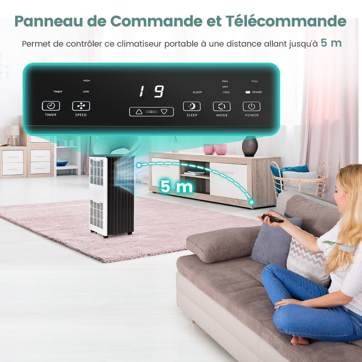 Climatiseur Portable 4 en 1, App Intelligente, 9000 BTU