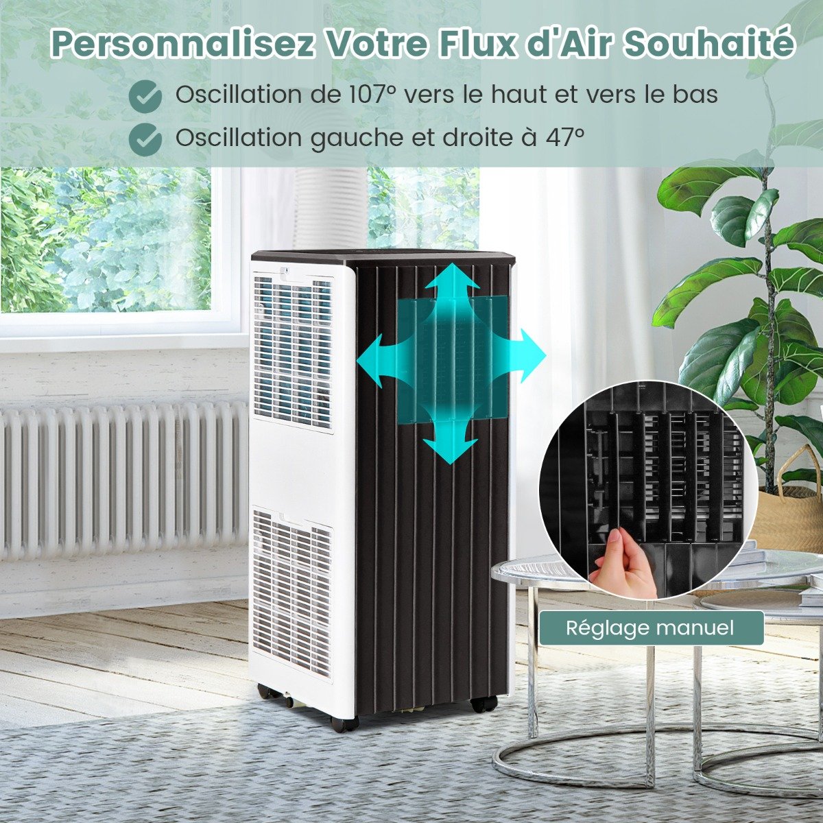 Climatiseur Portable 4 en 1, App Intelligente, 9000 BTU