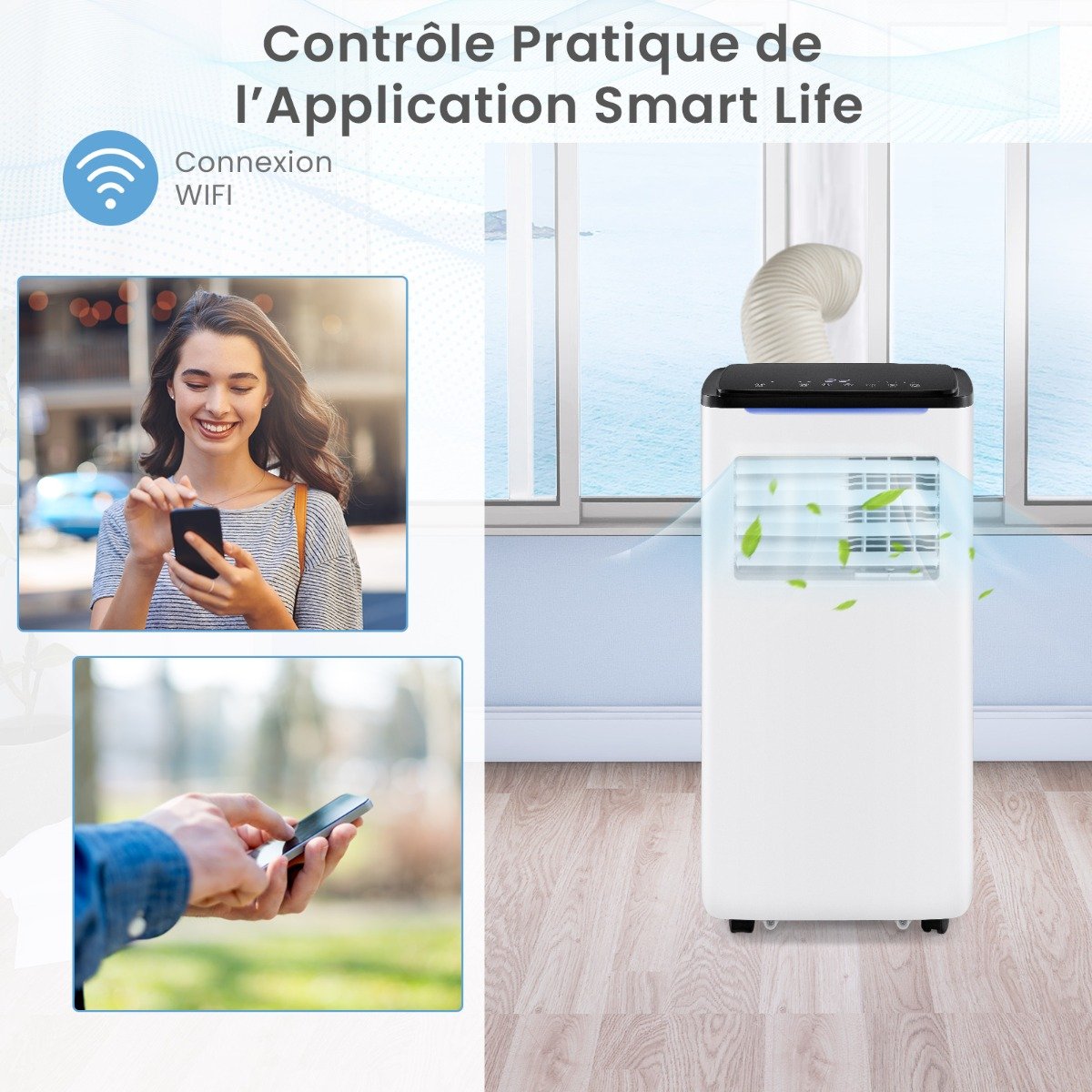 Climatiseur Portable 9000 BTU 4 en 1, Wifi
