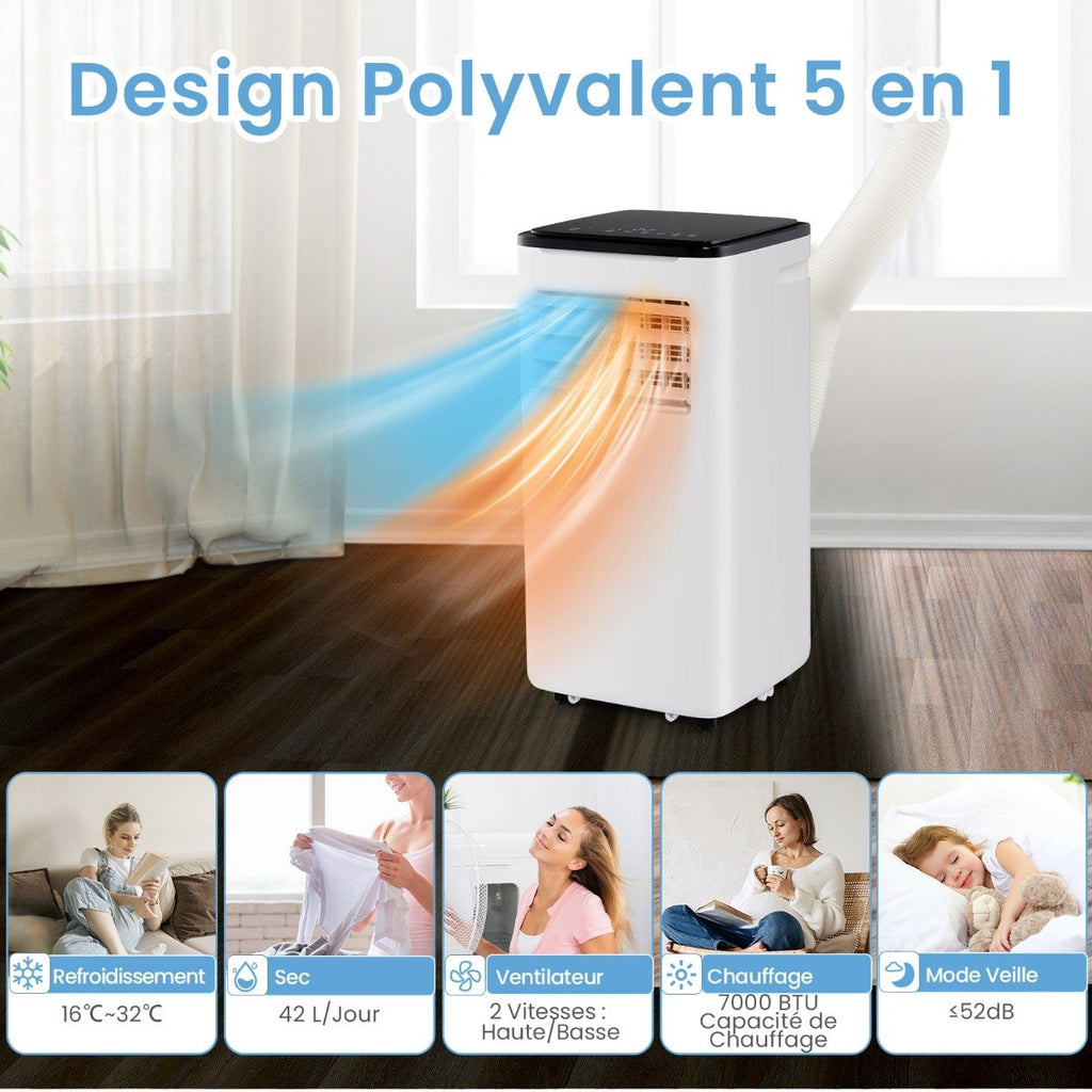Climatiseur Portable 9000 BTU 4 en 1, Wifi