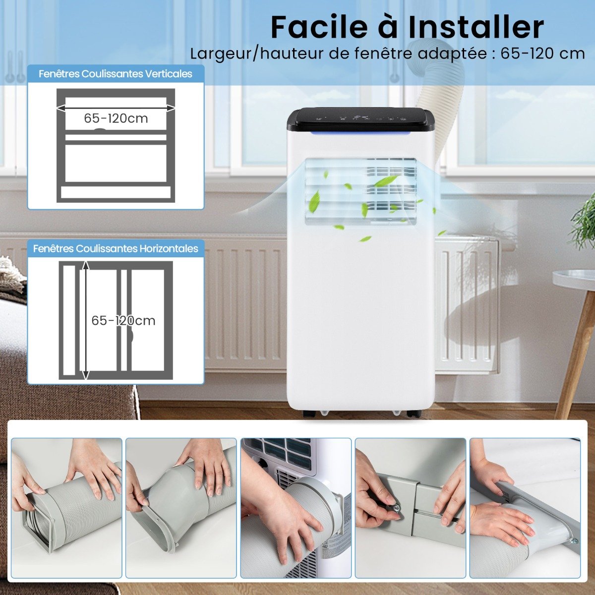 Climatiseur Portable 9000 BTU 4 en 1, Wifi