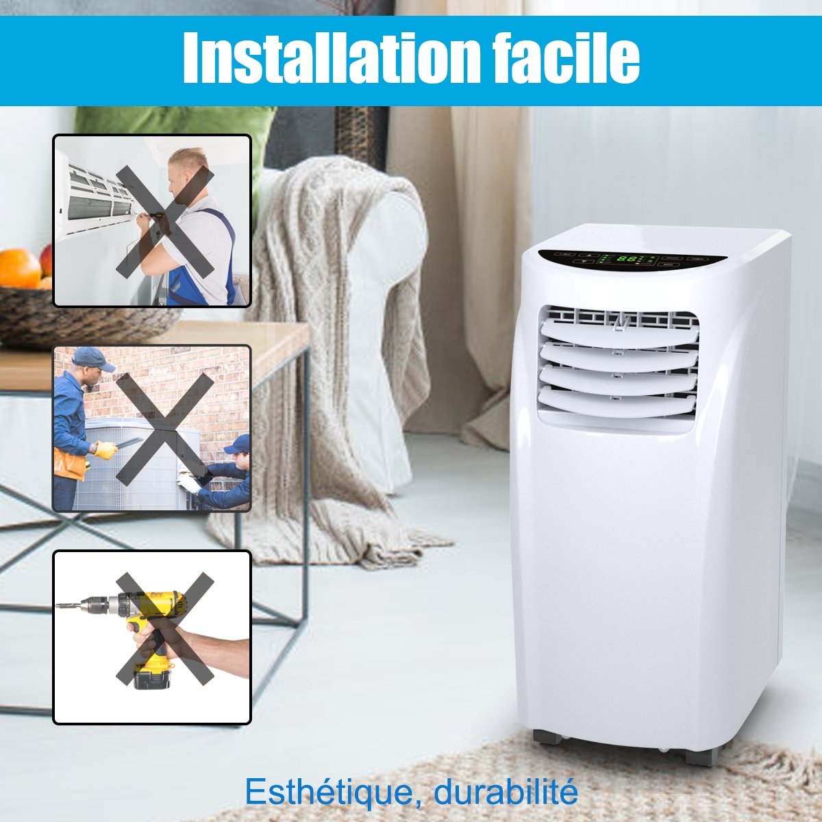 Climatiseur 3 en 1, 7000 BTU, Fonctionnement Silencieux 785W