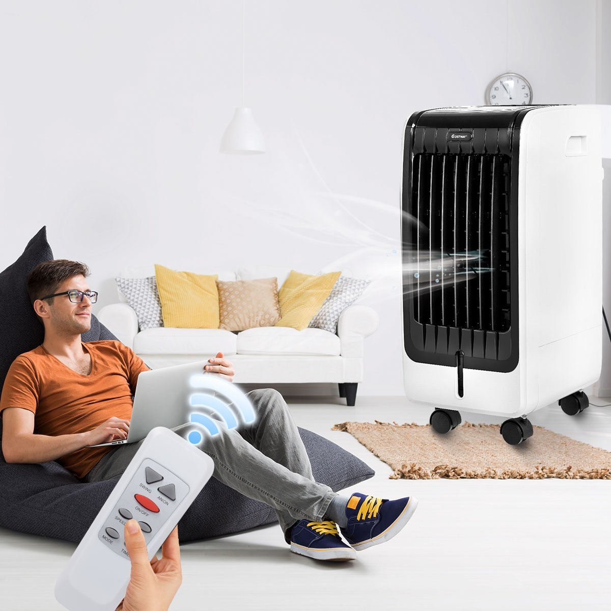 Rafraîchisseur d'Air Portable 75W, 3 Vitesses, Réservoir 6L