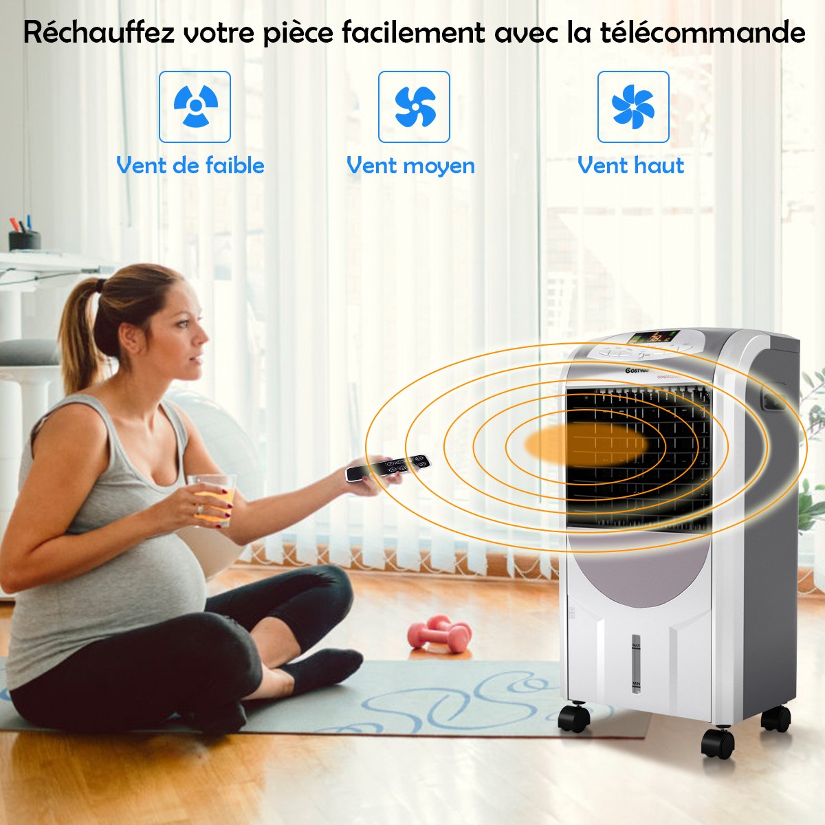 Rafraîchisseur d'Air avec Chauffage, 3 Vitesses, Réservoir 7L