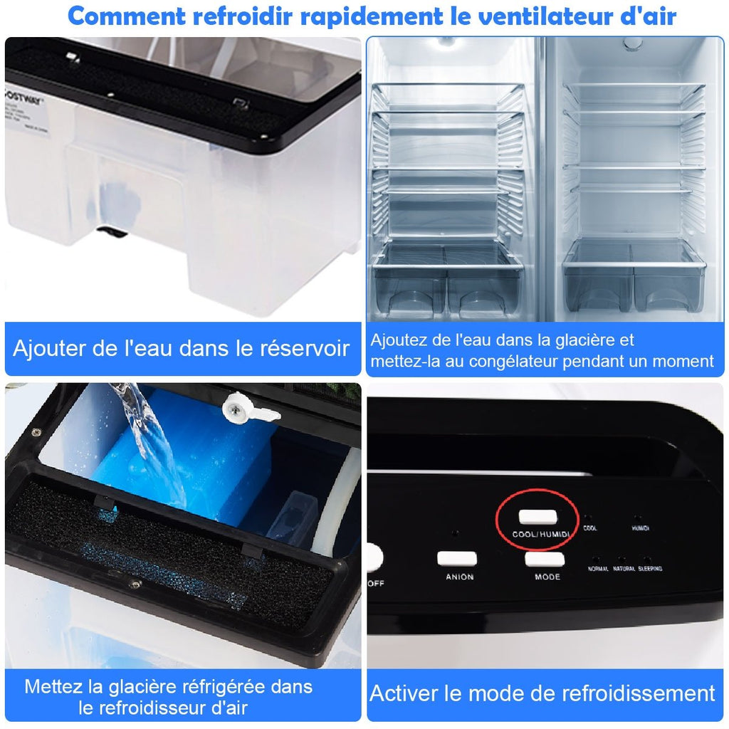 Rafraîchisseur d'Air Portable 75W 4 en 1, Réservoir 8L