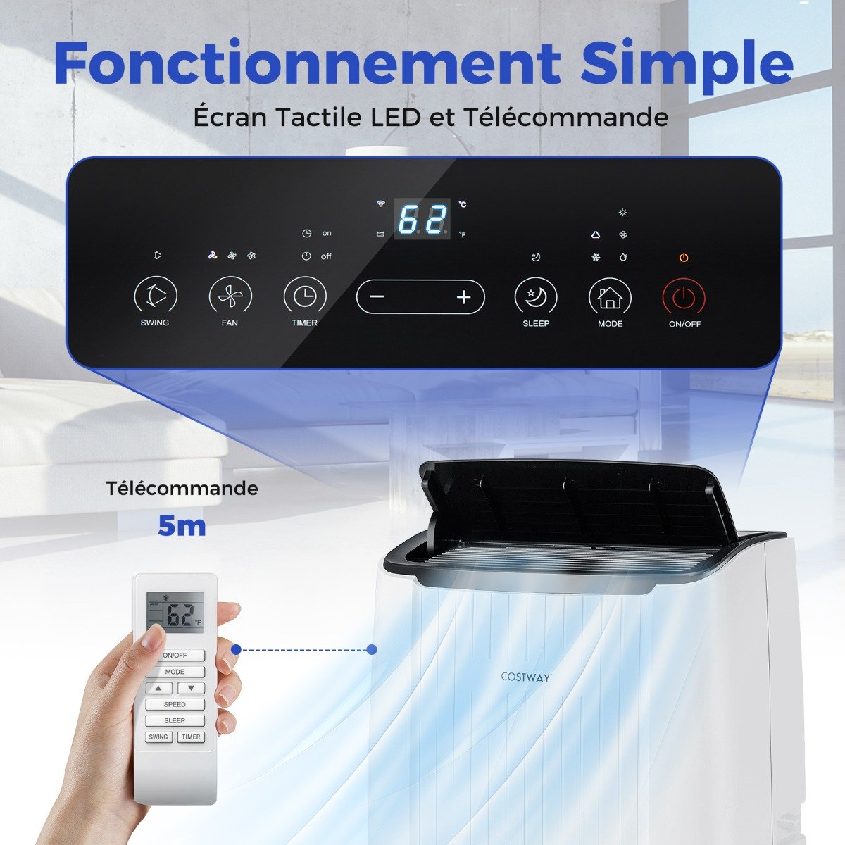 Climatiseur Portable 12000 BTU 4 en 1, Wifi