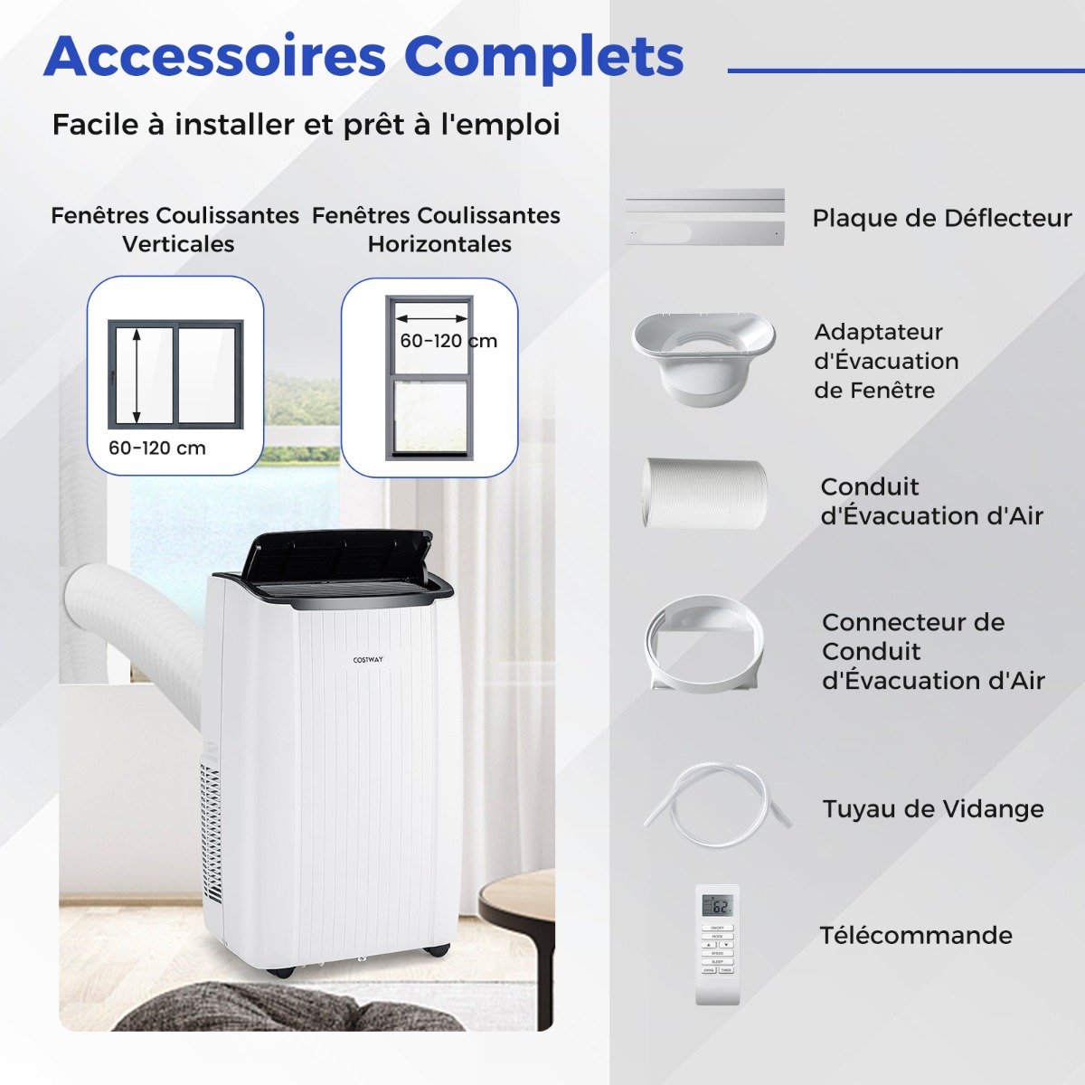 Climatiseur Portable 14000 BTU 4 en 1, Wifi