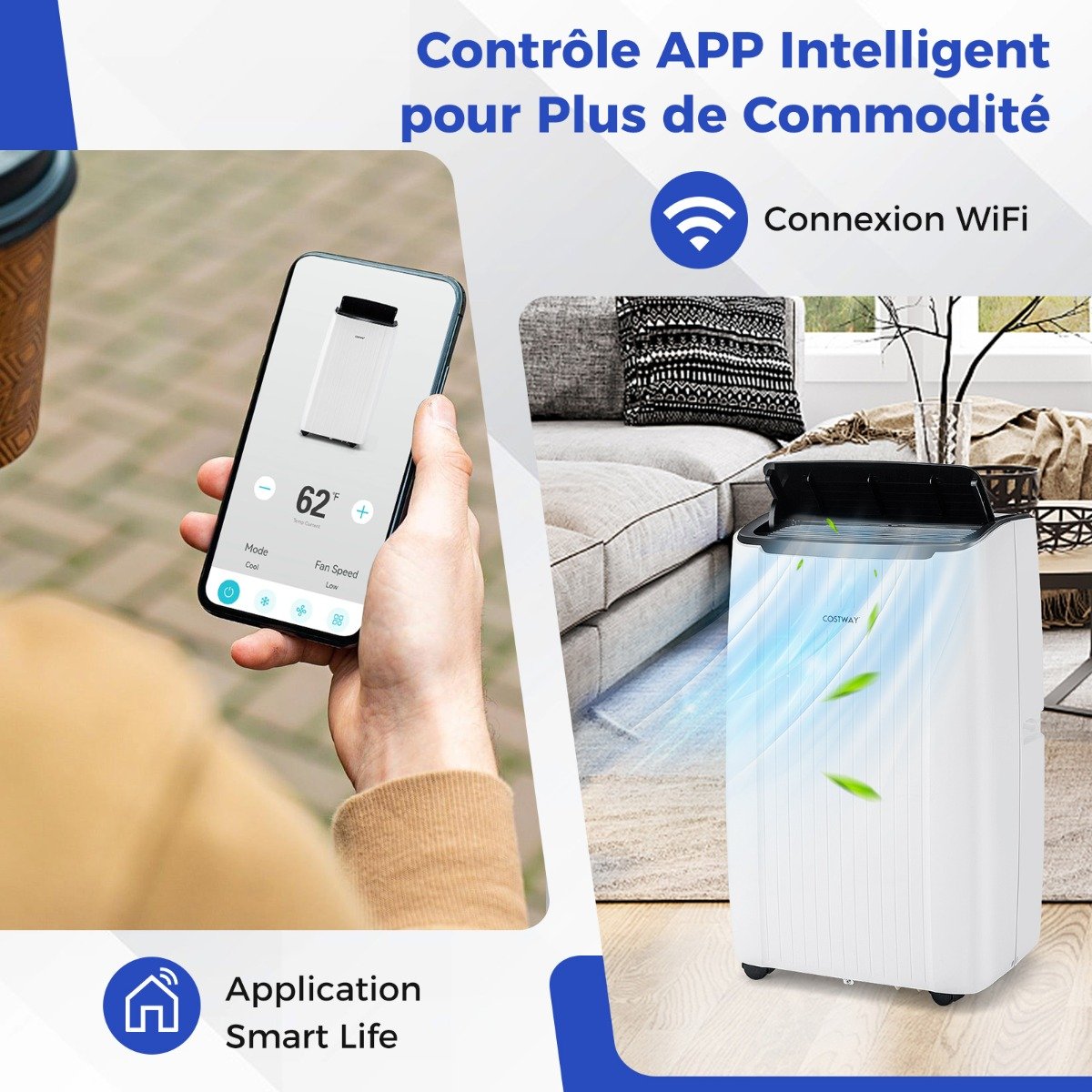 Climatiseur Portable 14000 BTU 4 en 1, Wifi