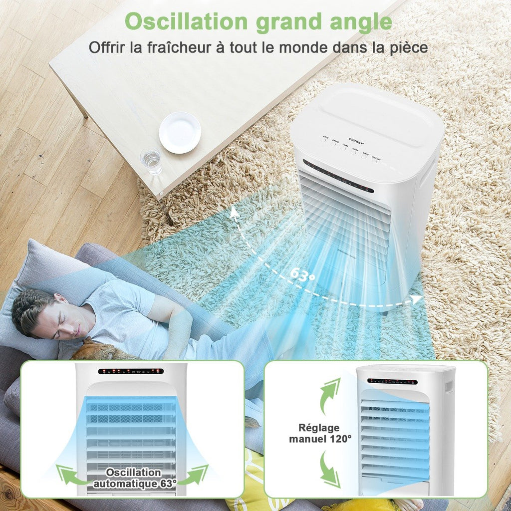 Rafraîchisseur d'Air Portable 3 en 1, Minuterie 15h, Réservoir 10L