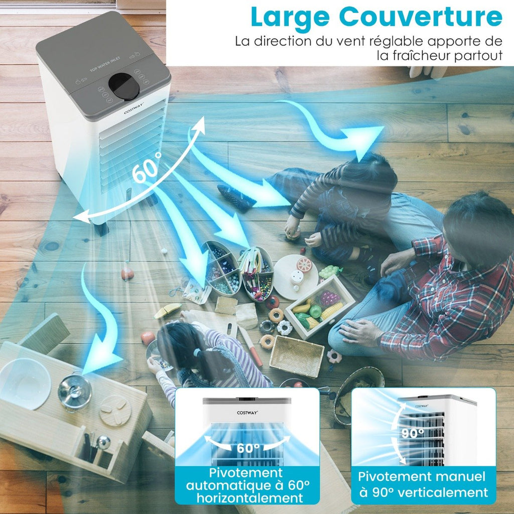 Rafraîchisseur d'Air Portable 3 en 1, Oscillation 60°, Télécommande