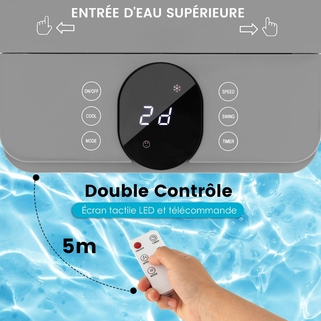 Rafraîchisseur d'Air Portable 3 en 1, Oscillation 60°, Télécommande