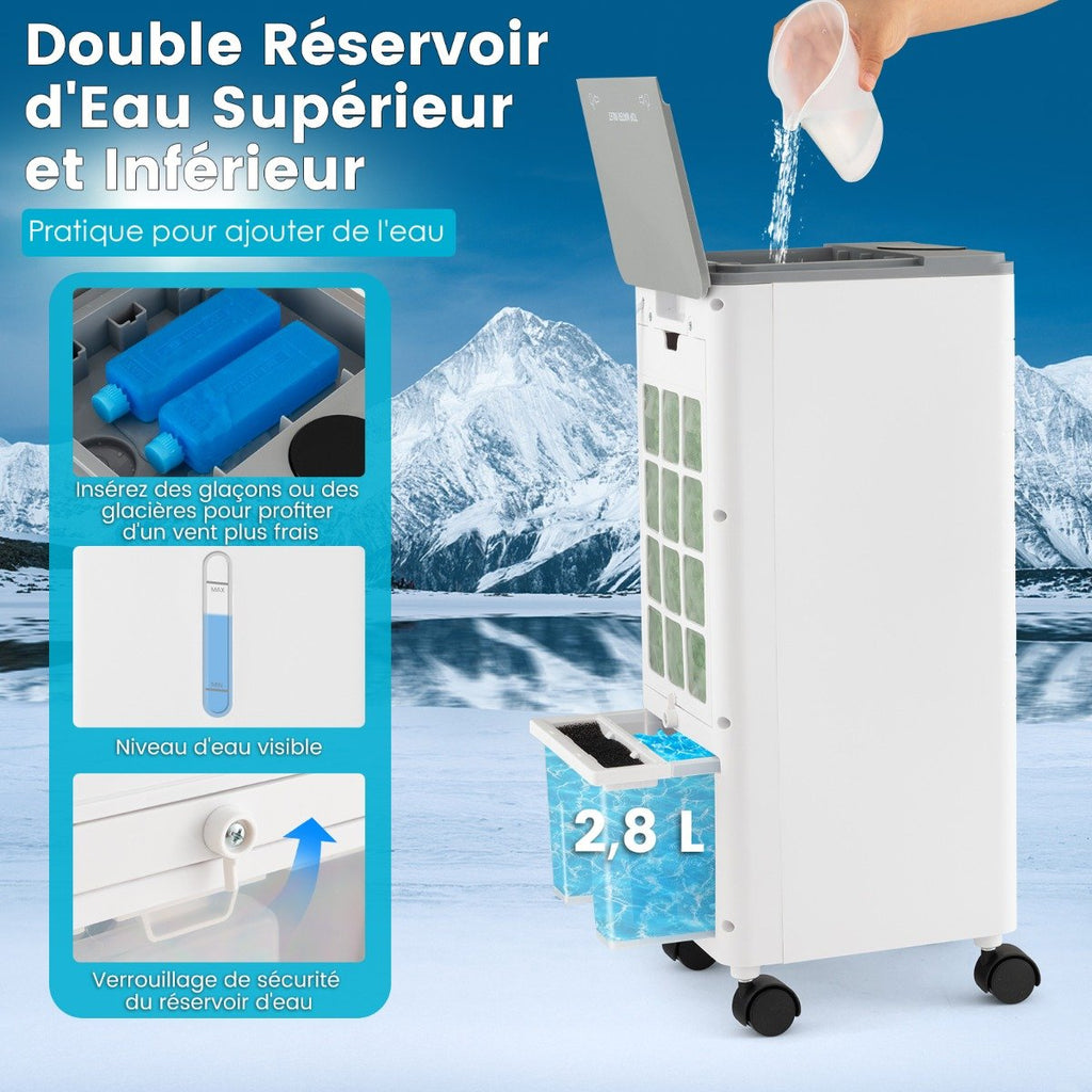 Rafraîchisseur d'Air Portable 3 en 1, Oscillation 60°, Télécommande