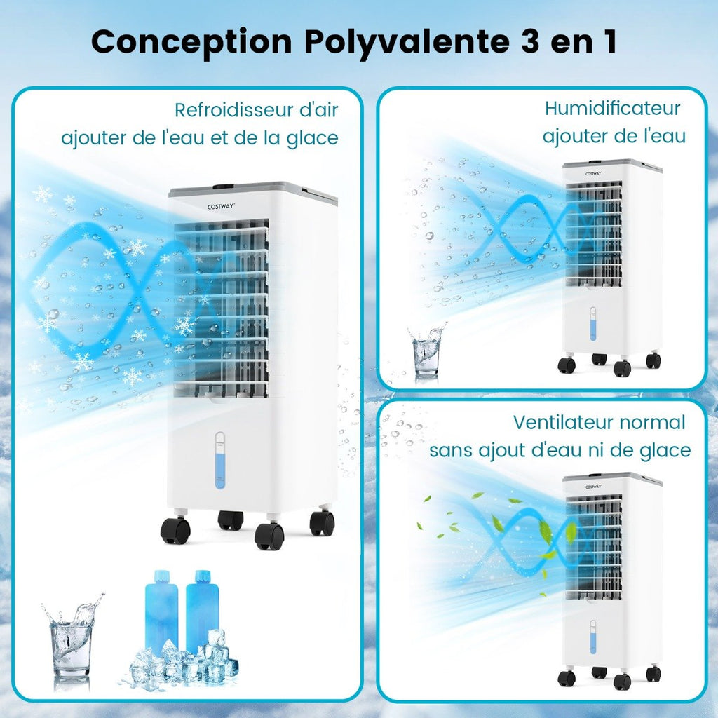 Rafraîchisseur d'Air Portable 3 en 1, Oscillation 60°, Télécommande