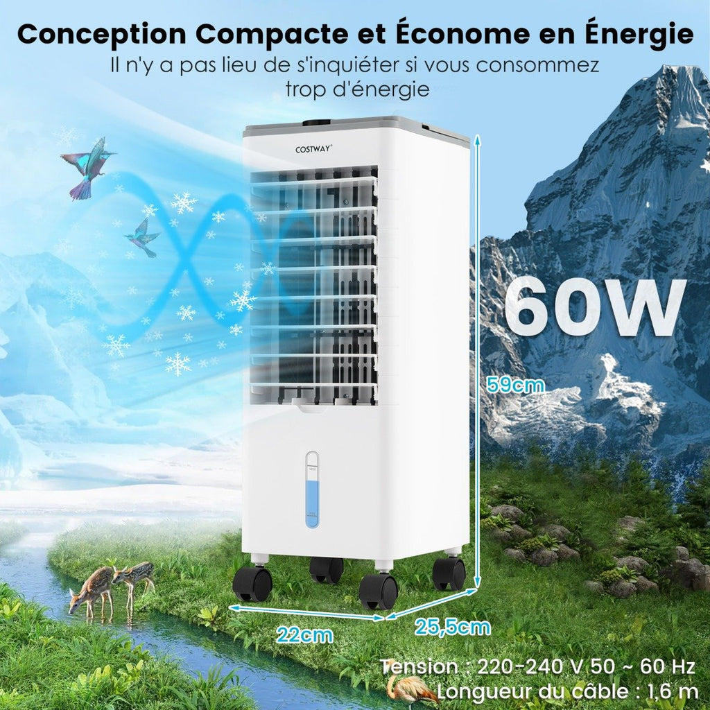 Rafraîchisseur d'Air Portable 3 en 1, Oscillation 60°, Télécommande